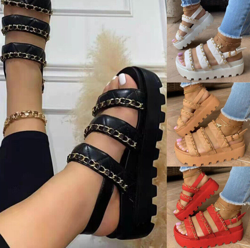 Sandals Womens Chunky Peep Toe Ladies Strap Platform Women Summer Shoes