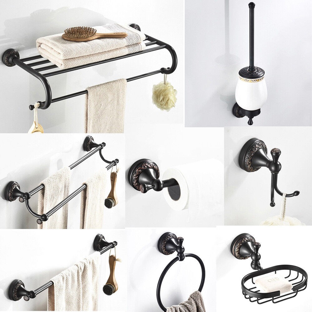 Oil Rubbed Bronze Carved Bathroom Accessories Bathroom Hardware Set Towel Bar