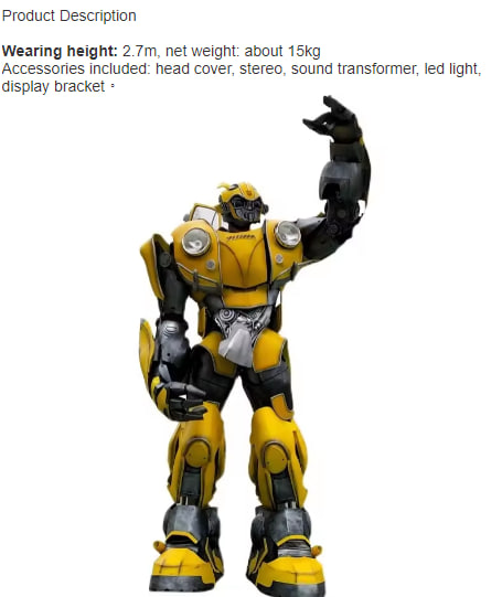 Stilts walker led big robot costume clothing with robotic voice for men