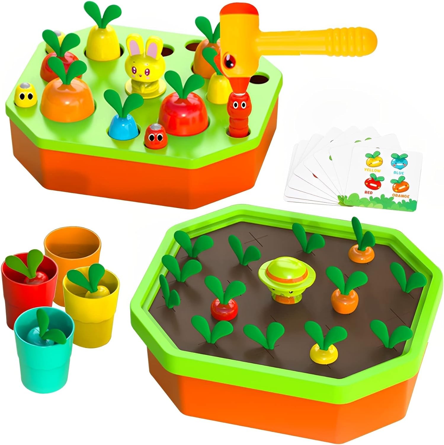 Easter Basket Stuffers - Toddlers Montessori Toys for Baby Boys Girls Age 1 2 3 4 5 Two Year Old - Kids Educational Learning Activities - Carrot Color Sorting Games - Sensory Bin for Gifts 18 Month