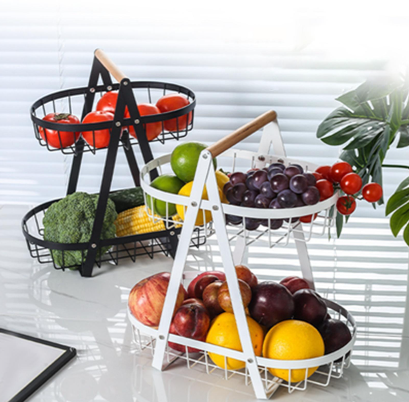 Fruit Basket Wire Storage Basket for Dining Room Bathroom Kitchen Countertop